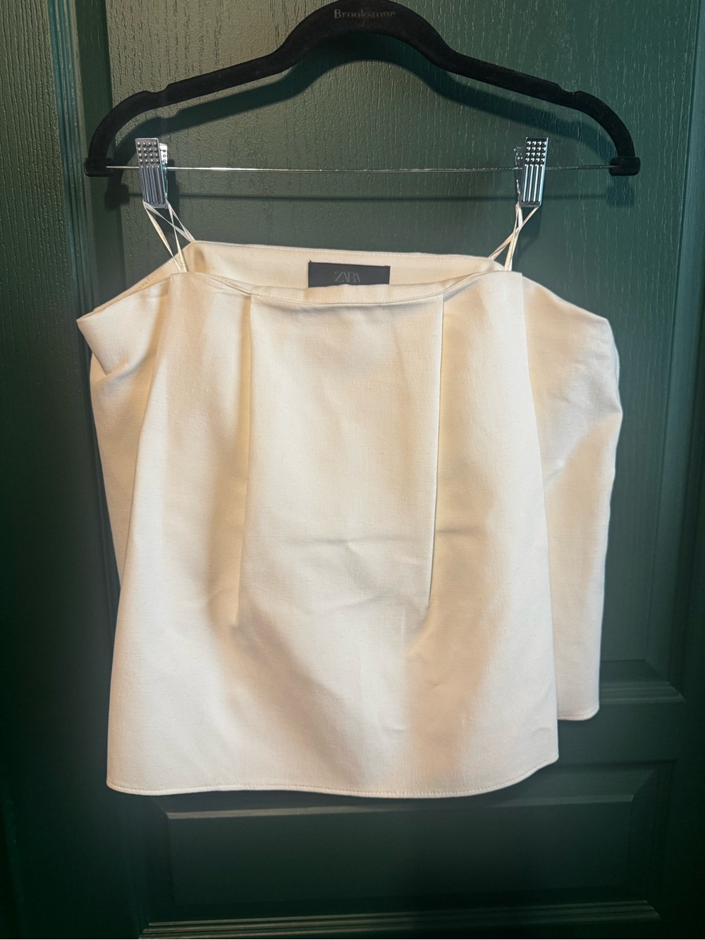 Zara Cream linen Strapless pleated Top sz Lg